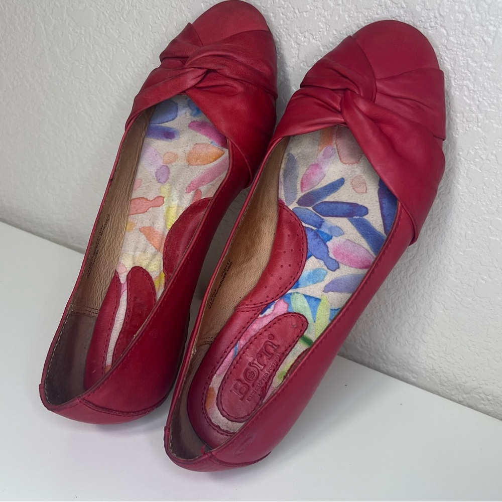 Born Lilly red Twist Leather Ballet Flats
